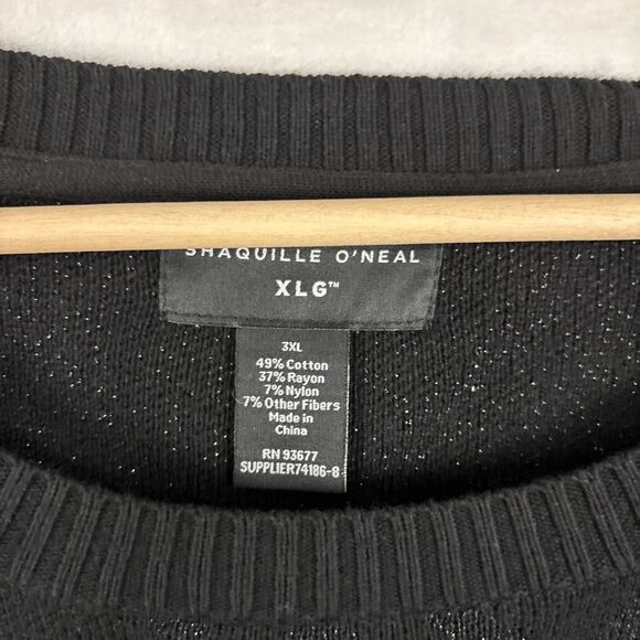 Shaquille O’Neal XLG Lurex Black Round Neck Sweater Big & Tall Size 3XL NWT - Picture 3 of 6